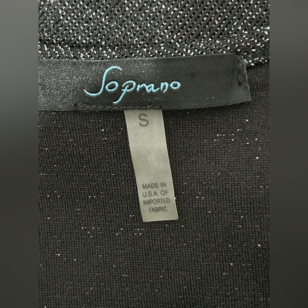 Soprano Women’s Black Silver Metallic Shimmer Skater Dress Fit N Flare Size S - Picture 2 of 5